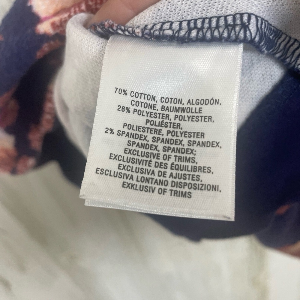 Anthropologie Peplum Petite Small Navy Multi Floral Scalloped Hem Sleeveless Top - Picture 8 of 8